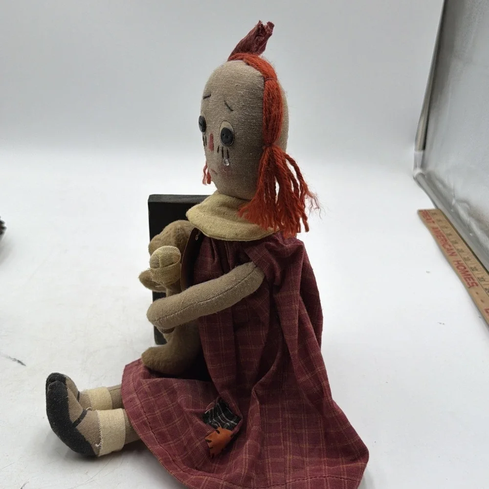 NWT Pearson's Simply Primitives Boo Boo Raggedy Anne and Teddy Bear Folk Doll